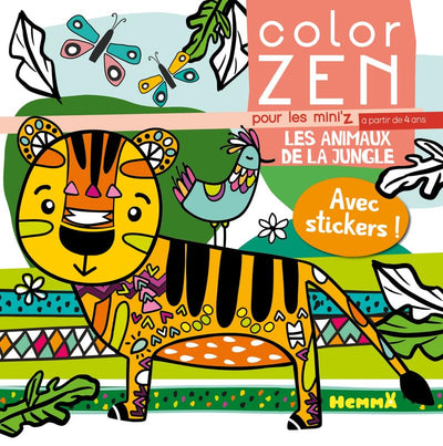 Color Zen pour les mini'z - Les animaux de la jungle - Livre de coloriage détente - Dès 4 ans