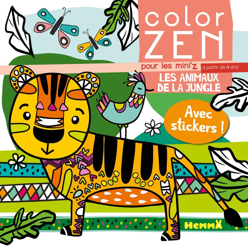 Color Zen pour les mini'z - Les animaux de la jungle - Livre de coloriage détente - Dès 4 ans