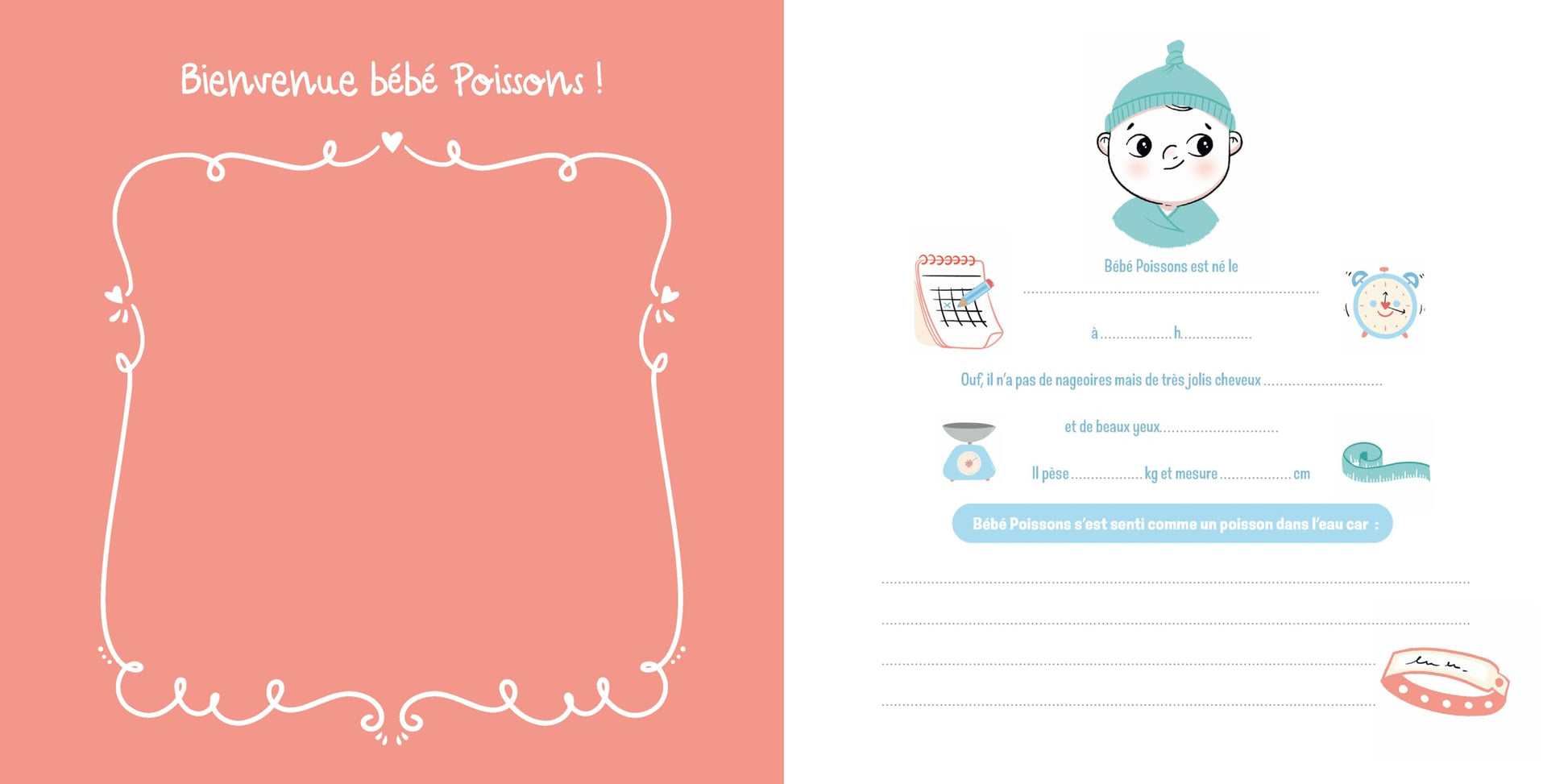 Bébé Poissons - Livre de naissance et des premières fois