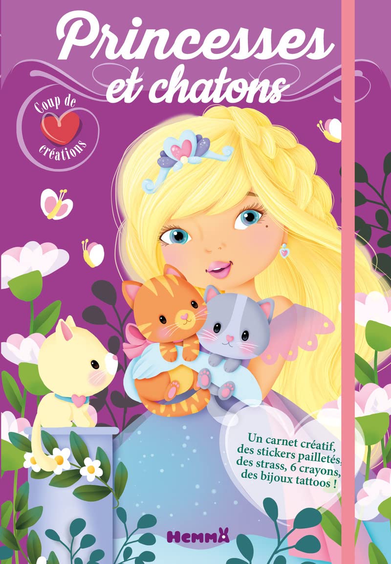 Coup de cœur créations - Princesses et chatons - Kit avec stickers et crayons pour habiller les modèles - Dès 5 ans