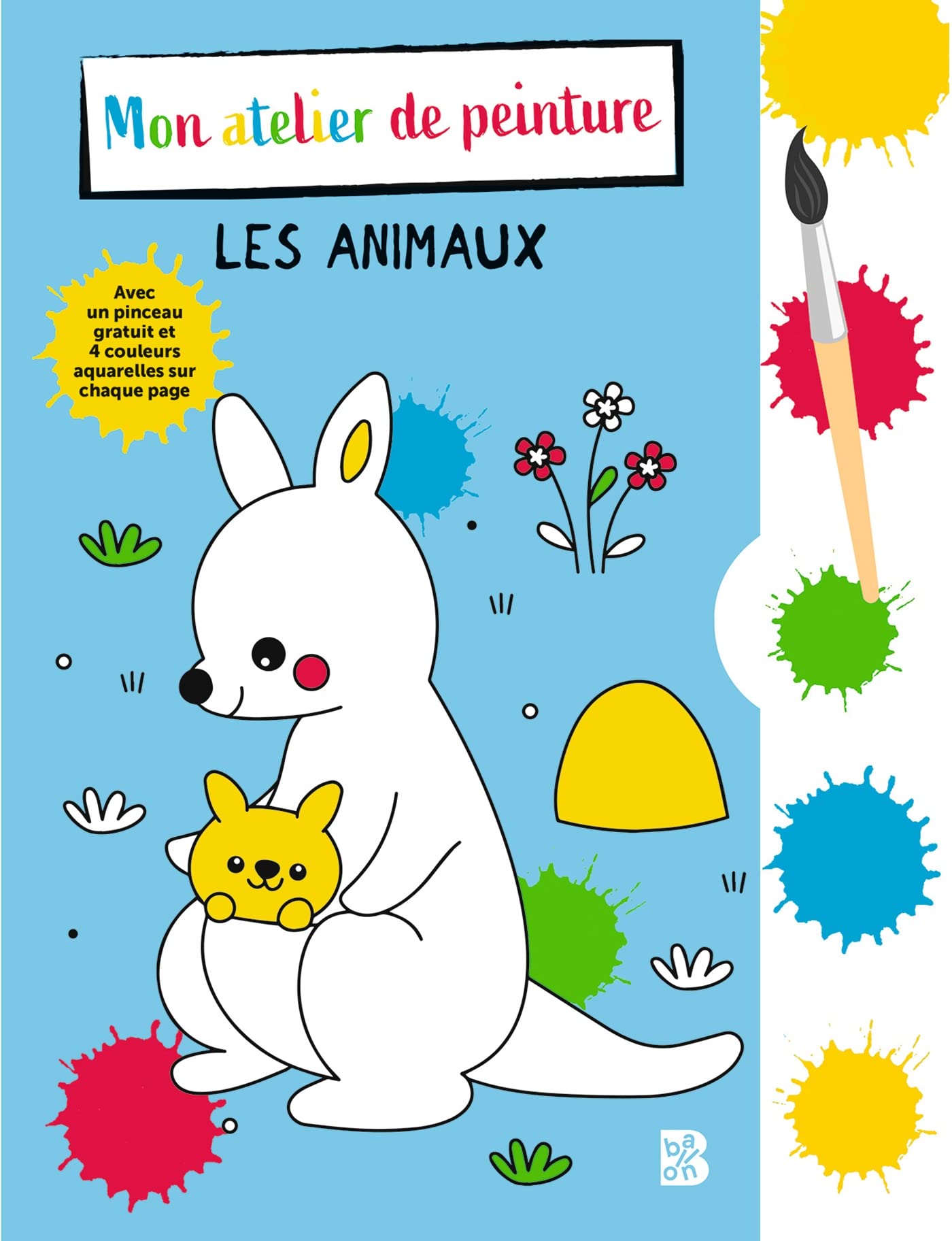 Livre à colorier avec pinceau et aquarelles Les animaux