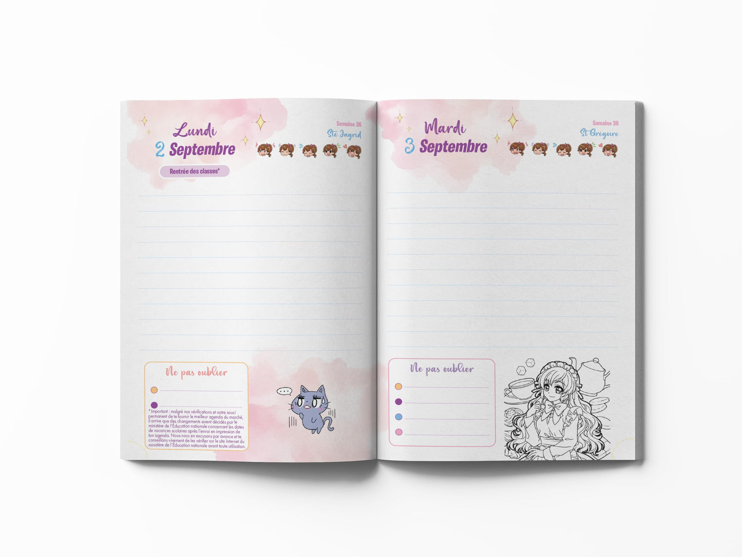 Mon agenda scolaire 2024-2025 Shojo