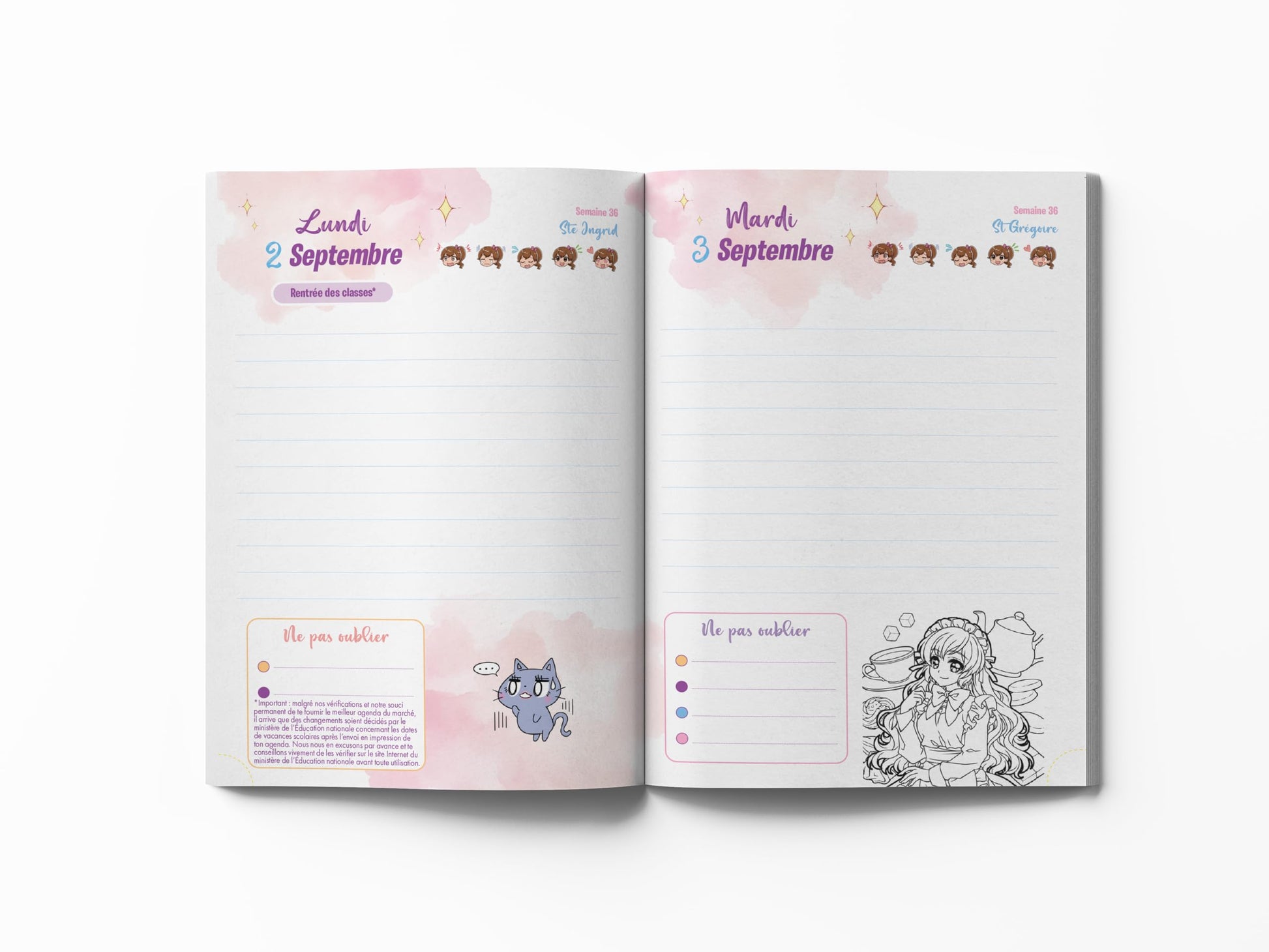 Mon agenda scolaire 2024-2025 Shojo