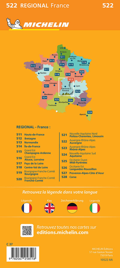 Carte Régionale Auvergne 2023