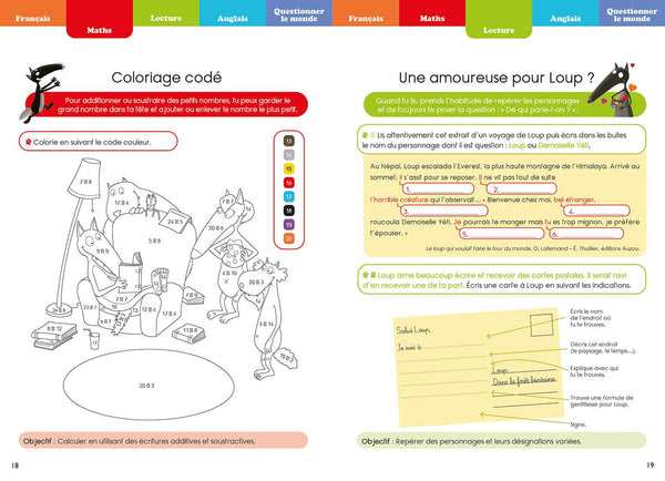 JE RENTRE EN CE2 AVEC LOUP - CAHIER DE VACANCES 2024