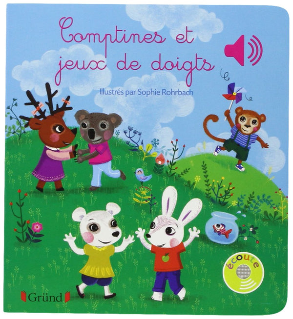 Comptines et jeux de doigts Livre sonore avec 6 puces Dès 1 an
