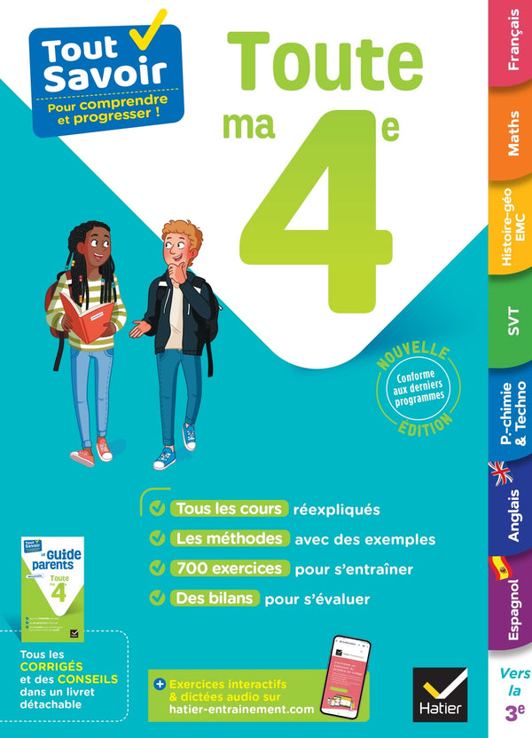 Tout savoir 4e - Tout en un: cours, méthodes et exercices dans toutes les matières