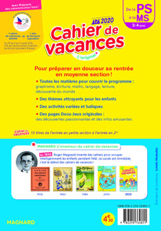 Cahier de vacances 2020, de la PS vers la MS 3-4 ans: Magnard, l’inventeur du cahier de vacances