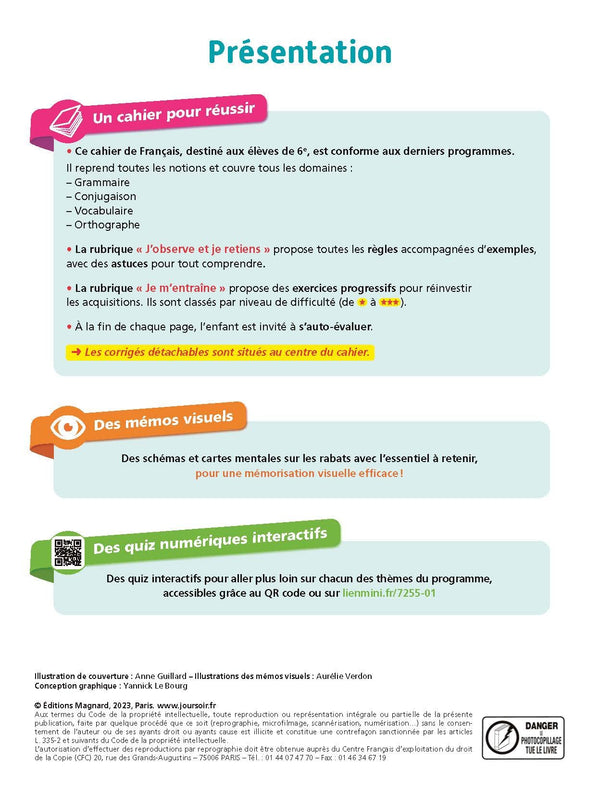 Français 6e - Cahier Jour Soir: Conçu et recommandé par les enseignants