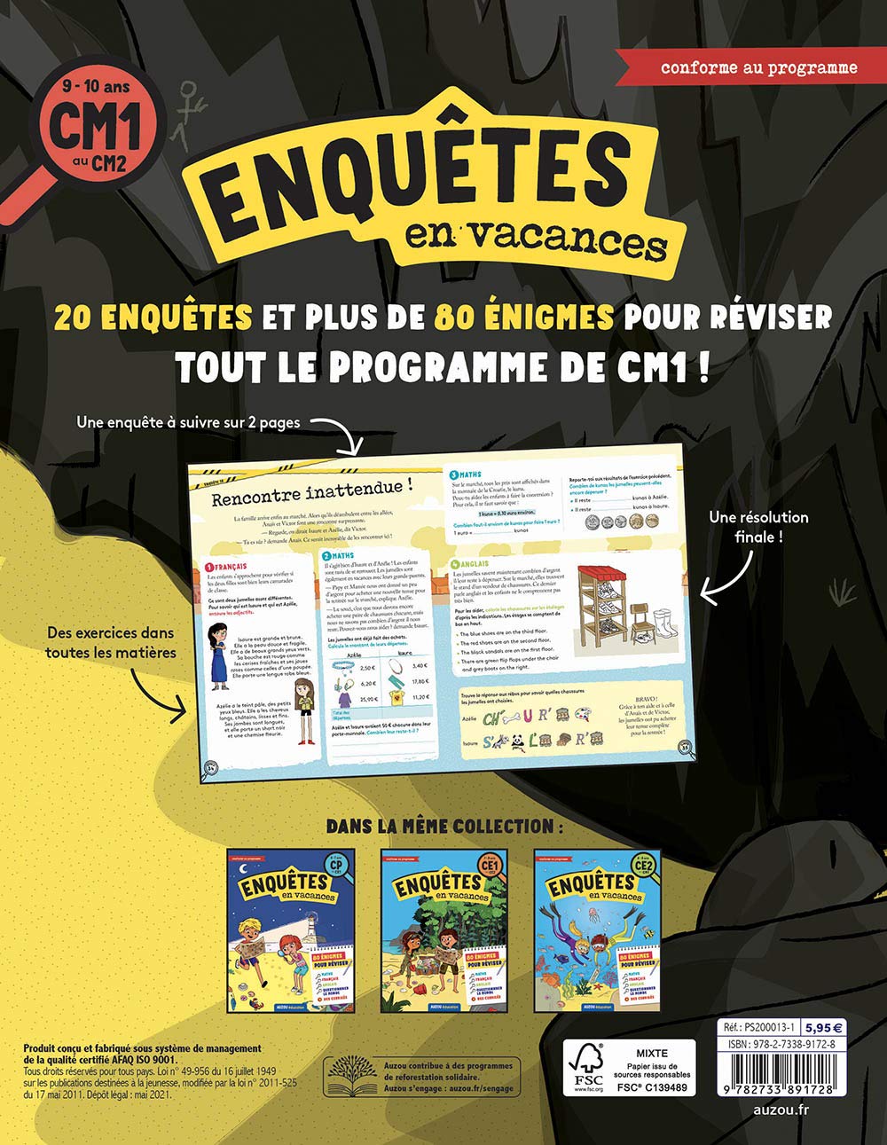 Cahier de vacances ludiques 2021 - Enquêtes en vacances du CM1 au CM2