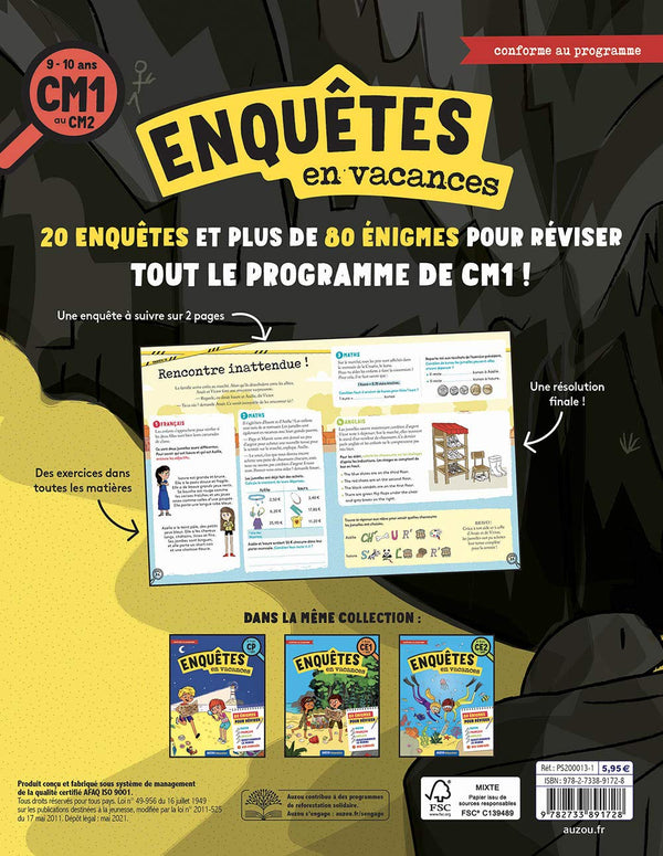 Cahier de vacances ludiques 2021 - Enquêtes en vacances du CM1 au CM2