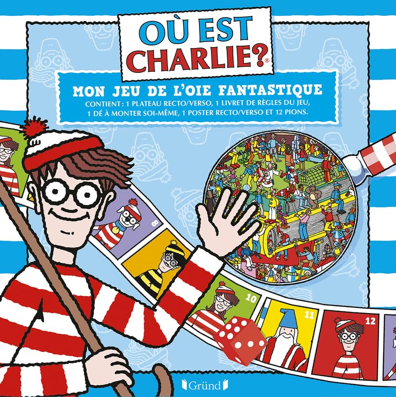 Où est Charlie ? – Mon jeu de l'oie fantastique – Pochette de jeu avec un plateau, un poster, un dé à monter, un livret et des pions.– À partir de 6 ans