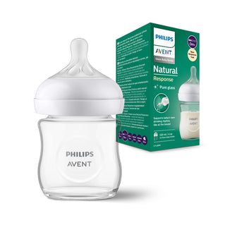 Philips Avent Biberon en verre à Réponse Naturelle - 120 ml, sans BPA pour les nouveau-nés de 0 mois et + (modèle SCY930/01)