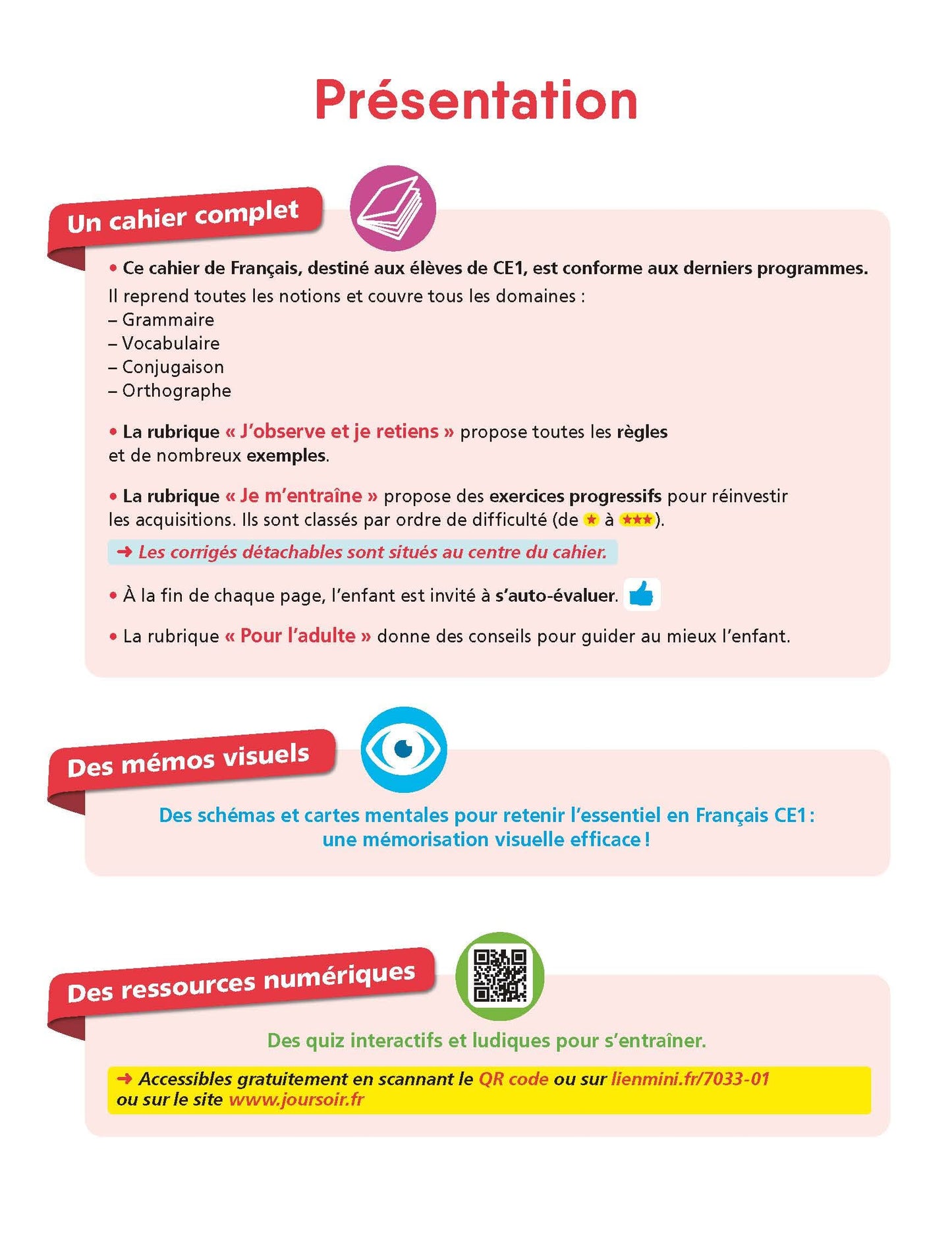 Français CE1 - Cahier Jour Soir: Conçu et recommandé par les enseignants