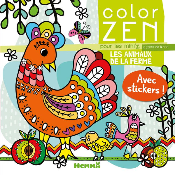 Color Zen pour les mini'z - Les animaux de la ferme - Livre de coloriage détente - Dès 4 ans