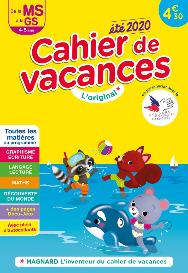 Cahier de Vacances Ete 2020 de la Ms a la Gs 4-5 Ans