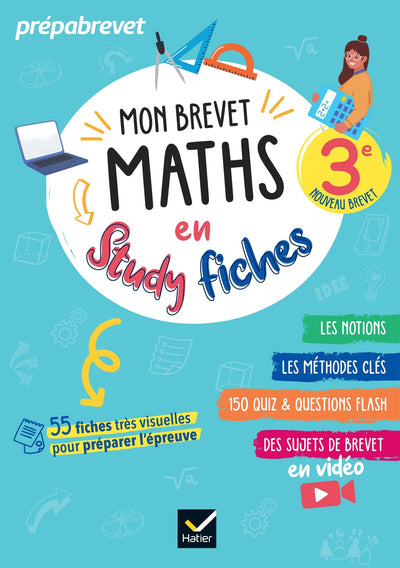 Mon brevet Maths en studyfiches - 3e - Brevet 2026: fiches visuelles & quiz pour réviser son brevet facilement