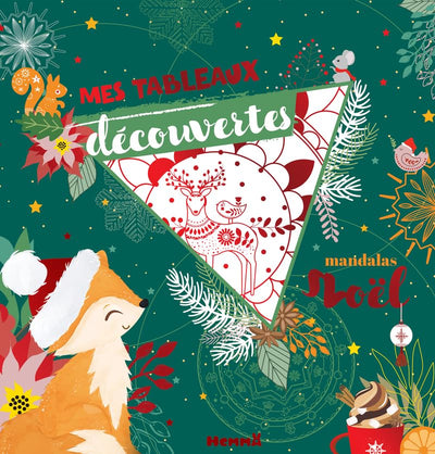 Mes tableaux découvertes - Mandalas Noël - Tableaux à colorier avec finition rouge brillant - dès 7 ans