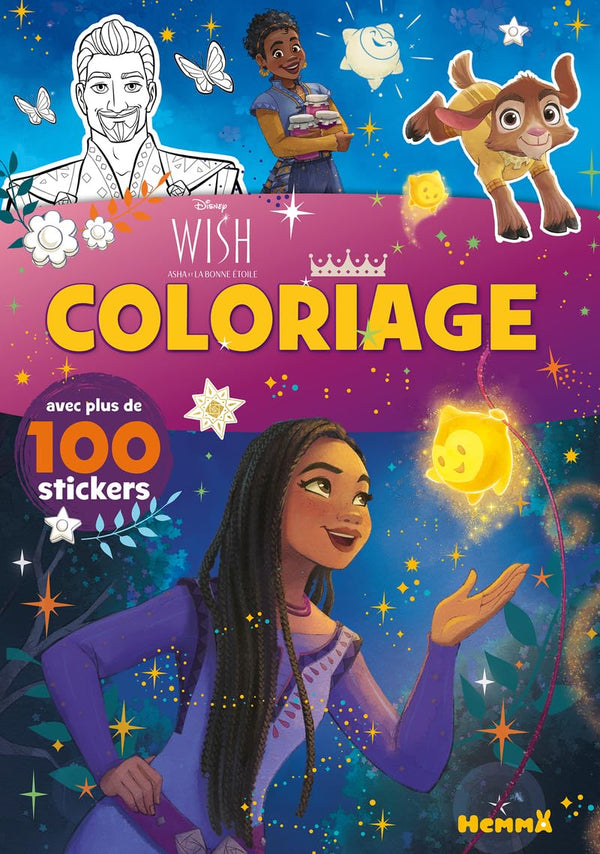 Disney Wish – Coloriage avec plus de 100 stickers – Livre de coloriage avec stickers – Dès 4 ans