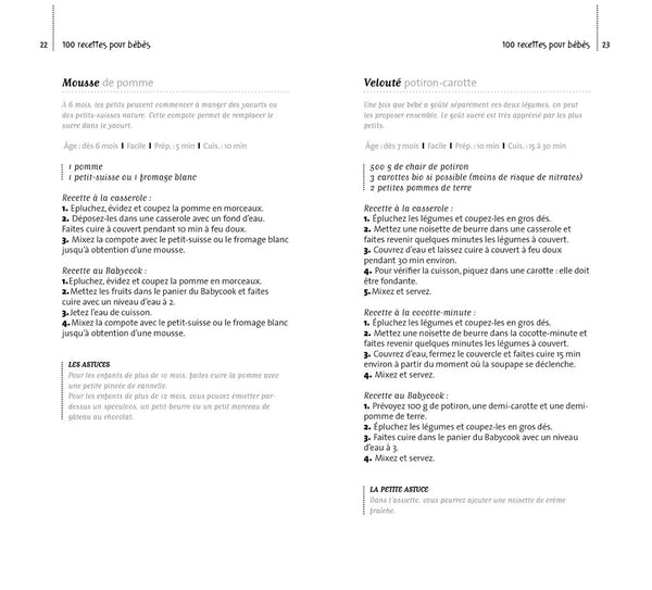 100 recettes pour bébé