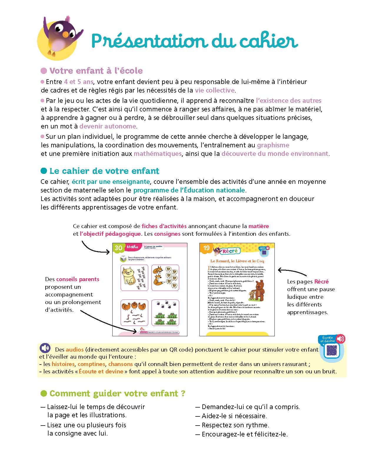 Tout le programme Moyenne section 4-5 ans - A la maternelle: Tous les apprentissages de MS