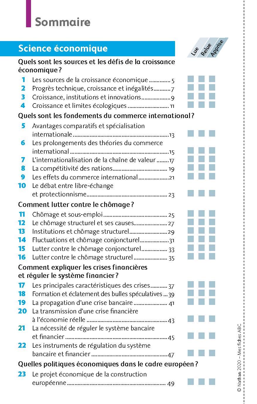Mes Fiches pour le BAC Sciences Economiques et Socilaes Term