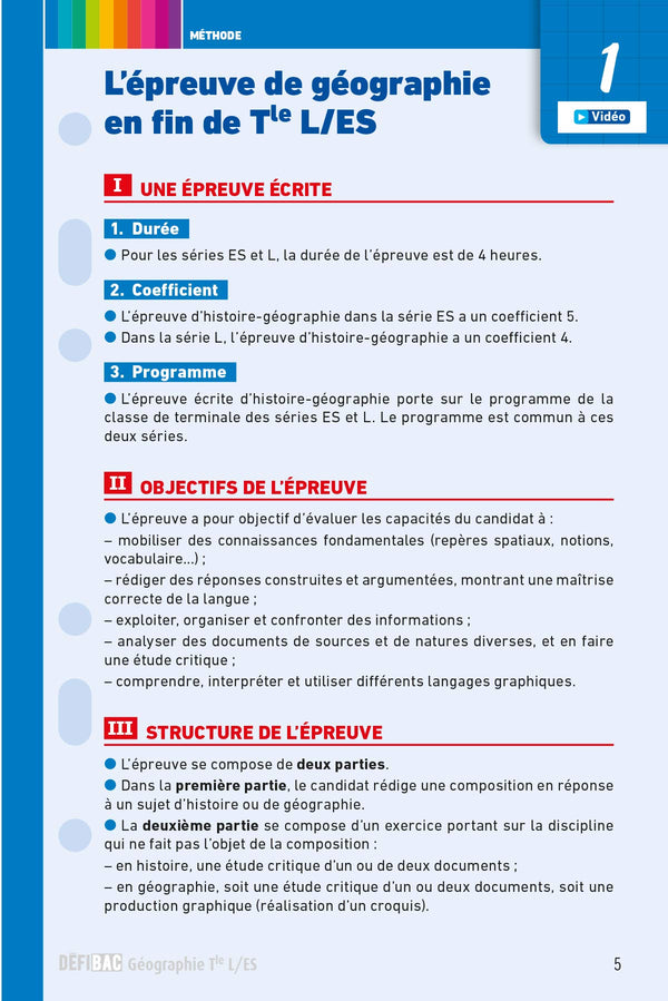 DéfiBac - Fiches de révision - Géographie Tles L-ES + OFFERT : vos fiches sur votre mobile