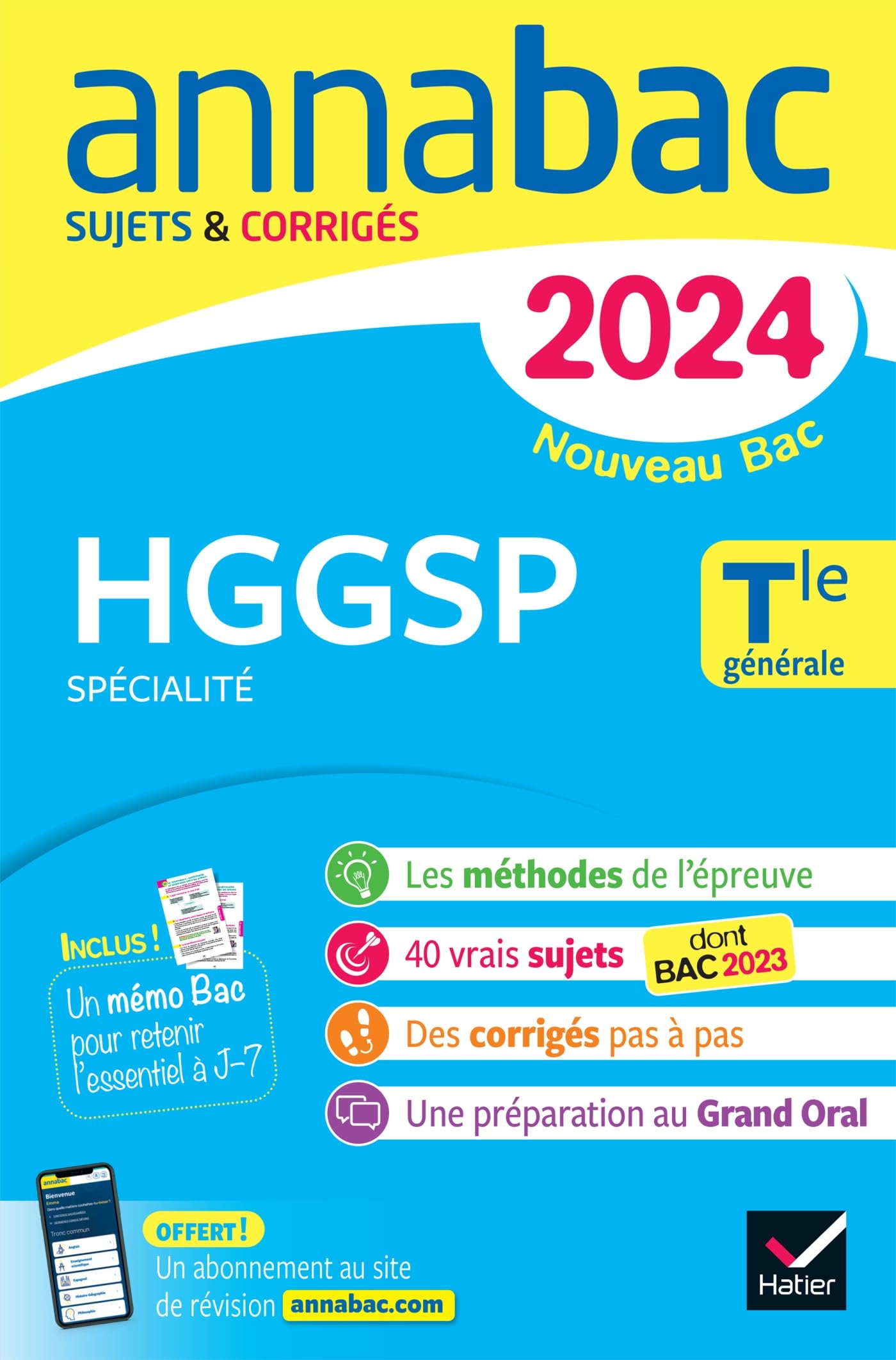 Annales du bac Annabac 2024 HGGSP Tle générale (spécialité): sujets corrigés nouveau Bac