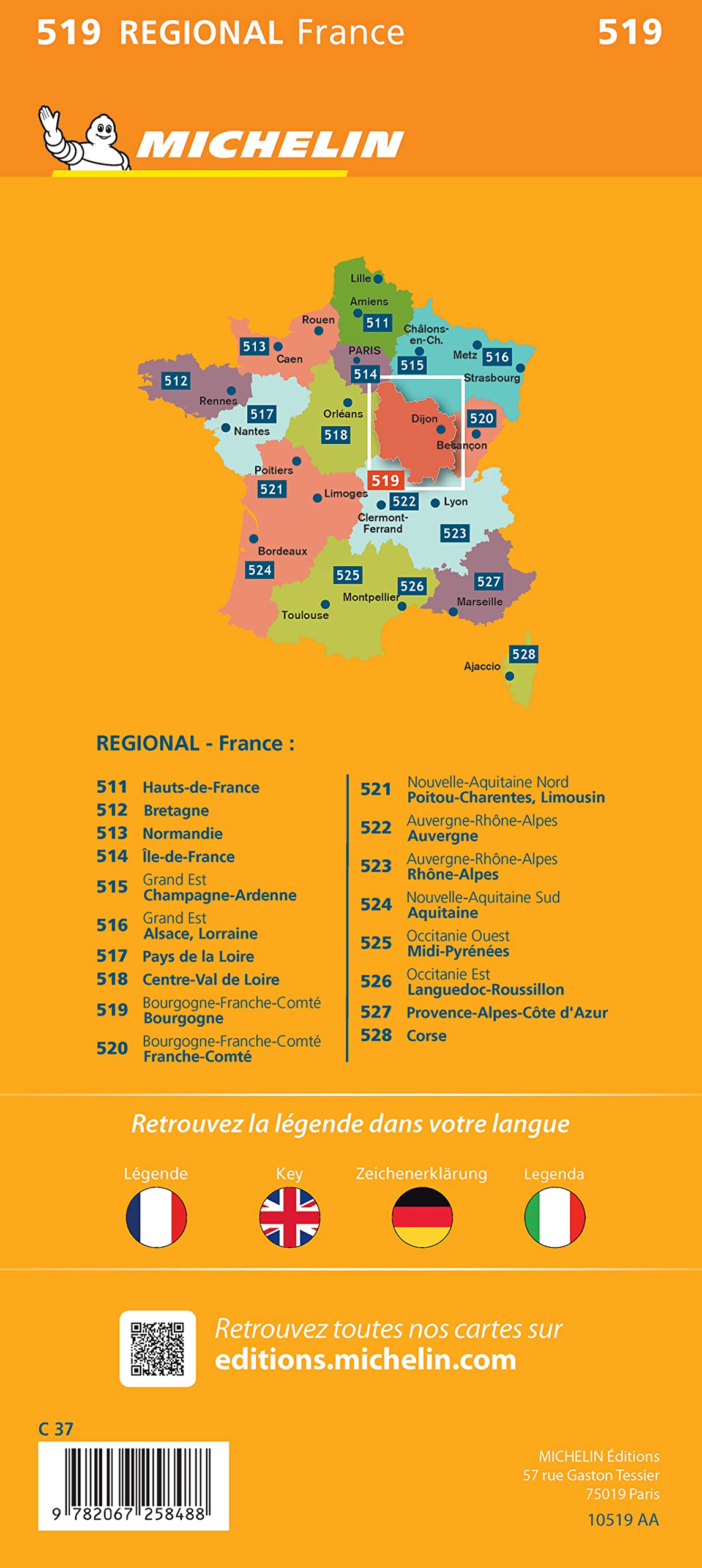 Carte Régionale Bourgogne 2023