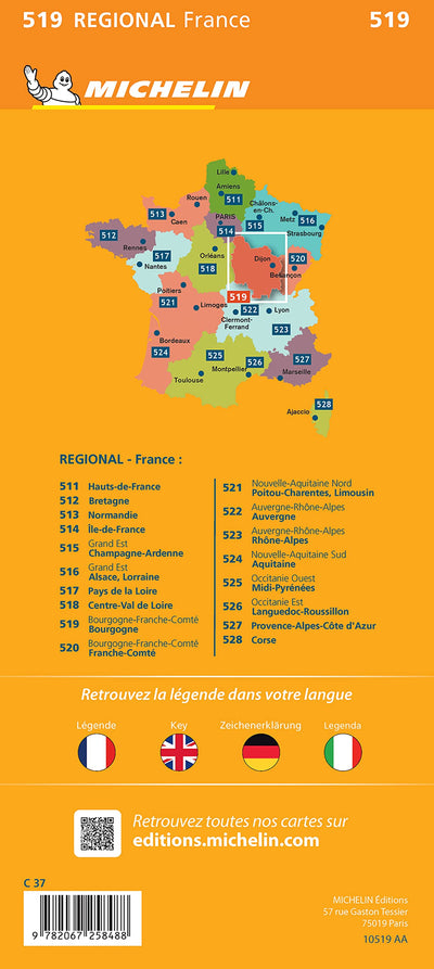 Carte Régionale Bourgogne 2023