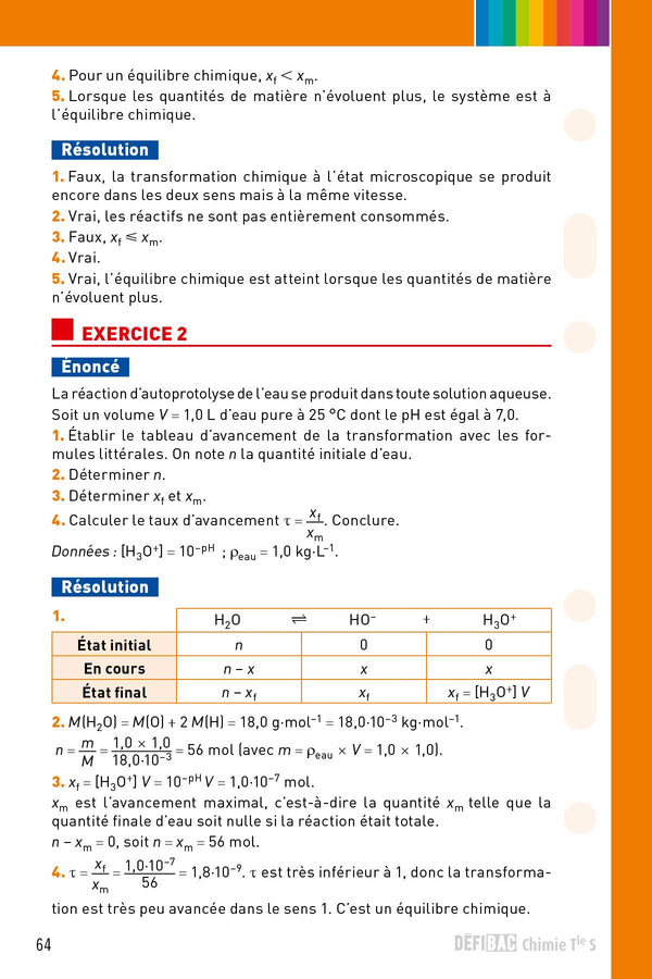 Chimie spécifique Tle S: Fiches de révision