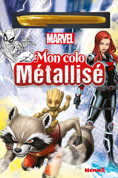 Marvel - Mon colo métallisé - Livre de coloriage avec feutre métallisé doré - Dès 4 ans