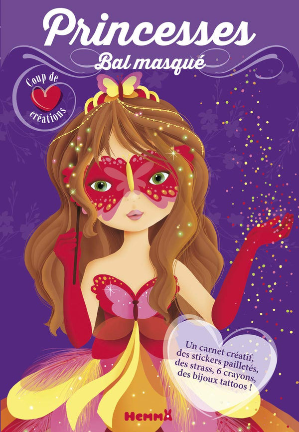 Coup de coeur créations - Princesses, Bal masqué - Kit avec stickers et crayons pour habiller et colorier les modèles - dès 4 ans