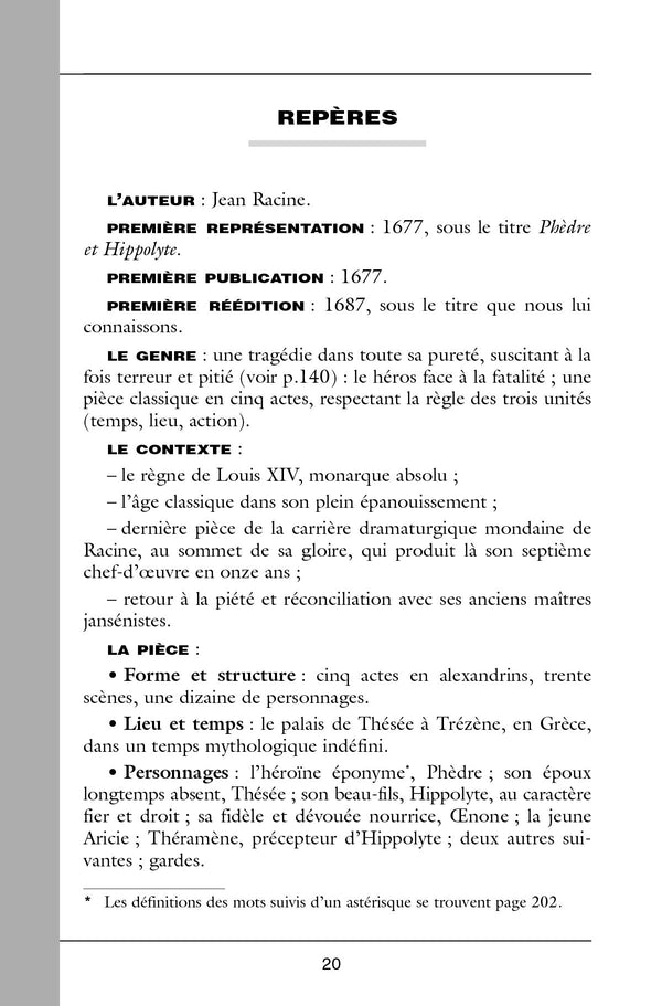 Classiques Bordas - Phèdre - Racine