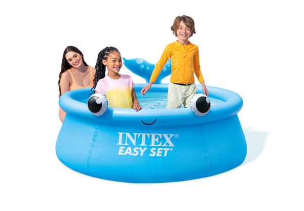 INTEX 26102EH Jolly Whale Easy Set Piscine gonflable : 1,8 m x 50,8 cm – Matériau résistant aux perforations – Gonflage rapide – Capacité de 700 litres – Profondeur d'eau de 40,6 cm
