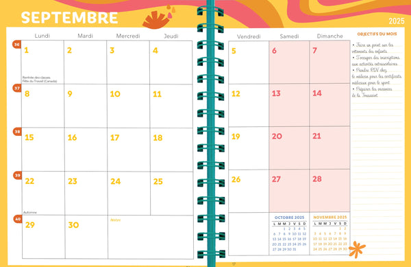 Agenda familial Mémoniak, sept. 2025 à déc. 2026