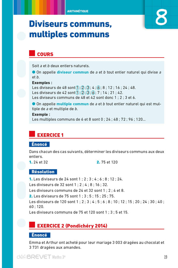 Defibrevet - fiches de révision - maths 3e
