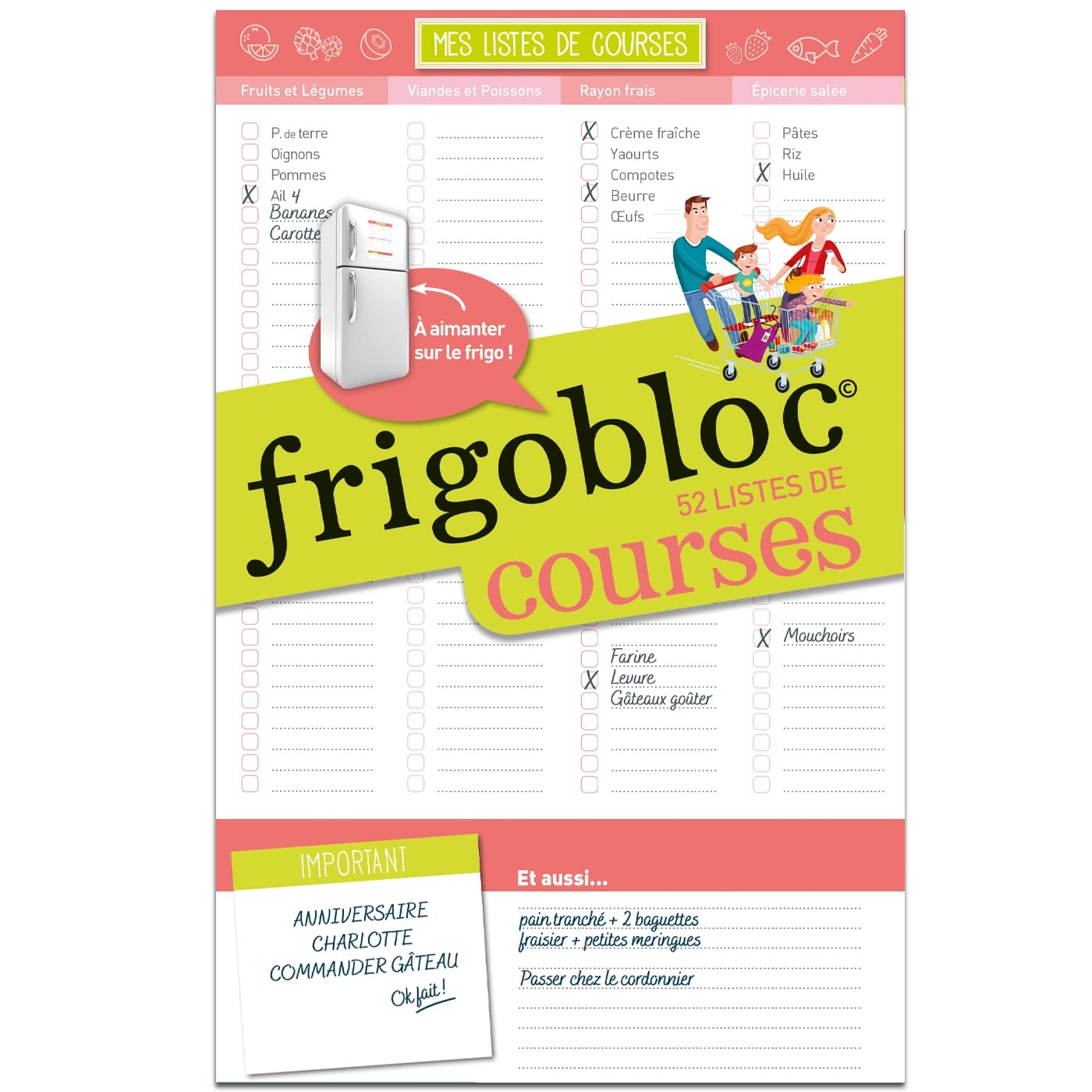 Frigobloc Liste des courses de la semaine