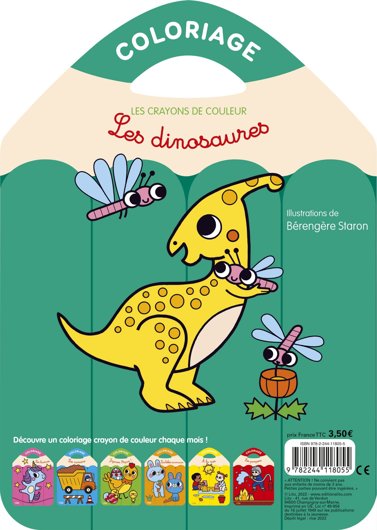 Coloriages Les crayons de couleurs - Les dinosaures - Dès 3 ans