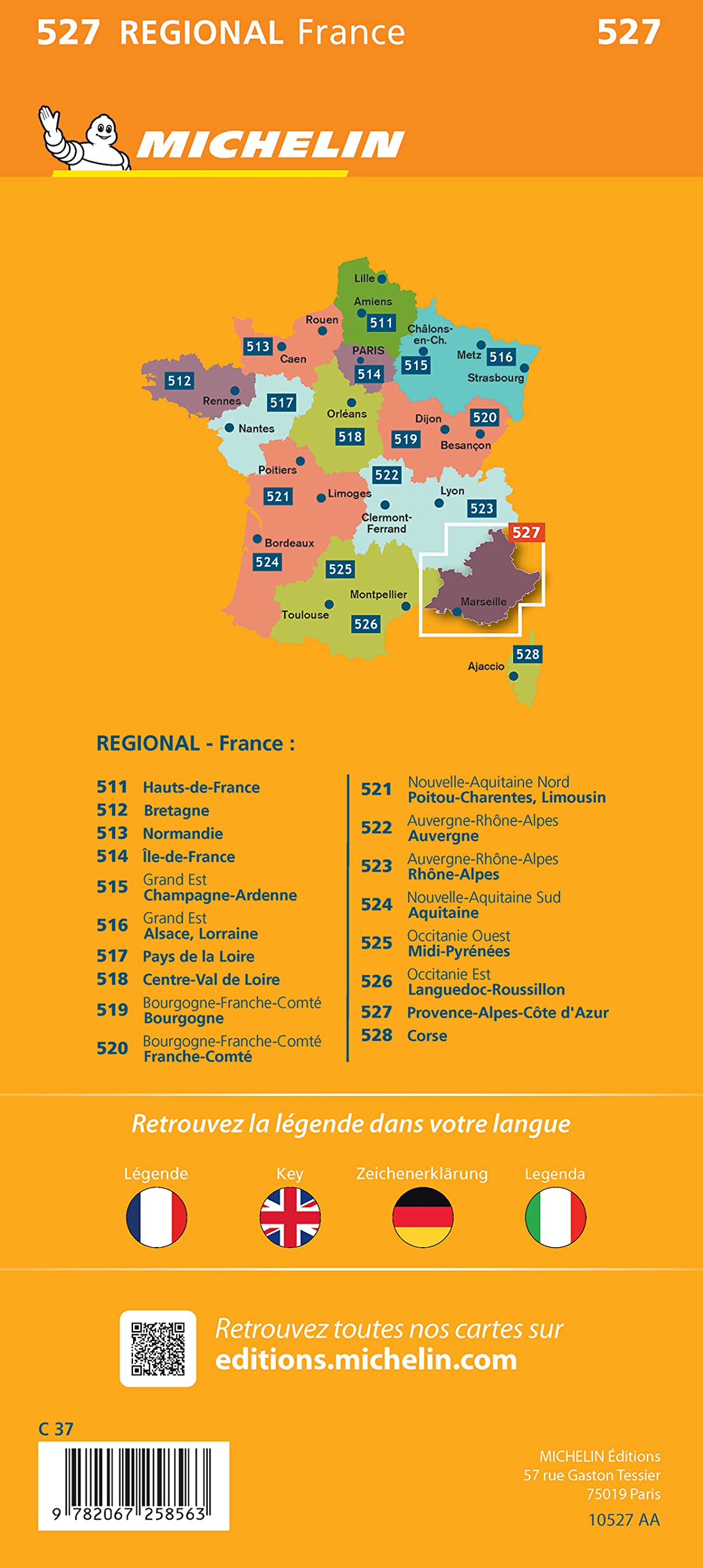 Carte Régionale Provence-Alpes-Côte d'Azur 2023