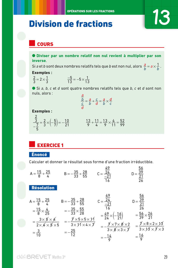 Defibrevet - fiches de révision - maths 3e