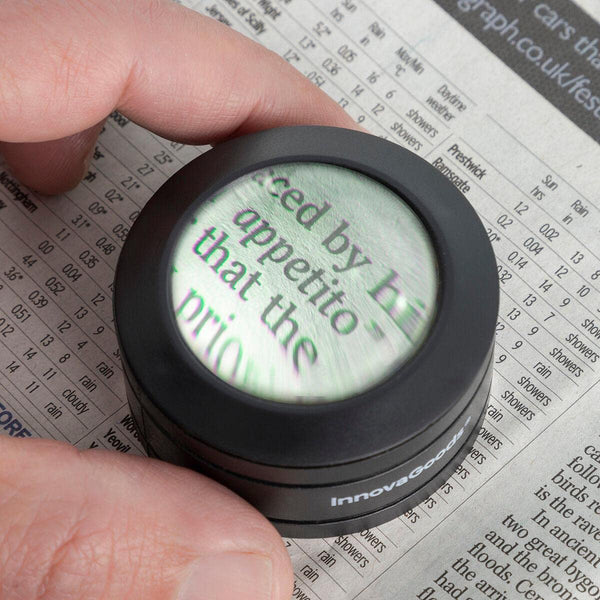 InnovaGoods® Loupe de Poche avec LED Magle, 5 dioptries, 210 mm, idéale pour la Lecture, la Couture, la Bijouterie, idéale pour l'inspection de Documents et de Petites pièces.