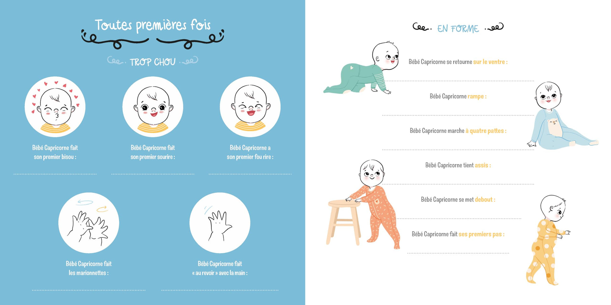Bébé Capricorne - Livre de naissance et des premières fois
