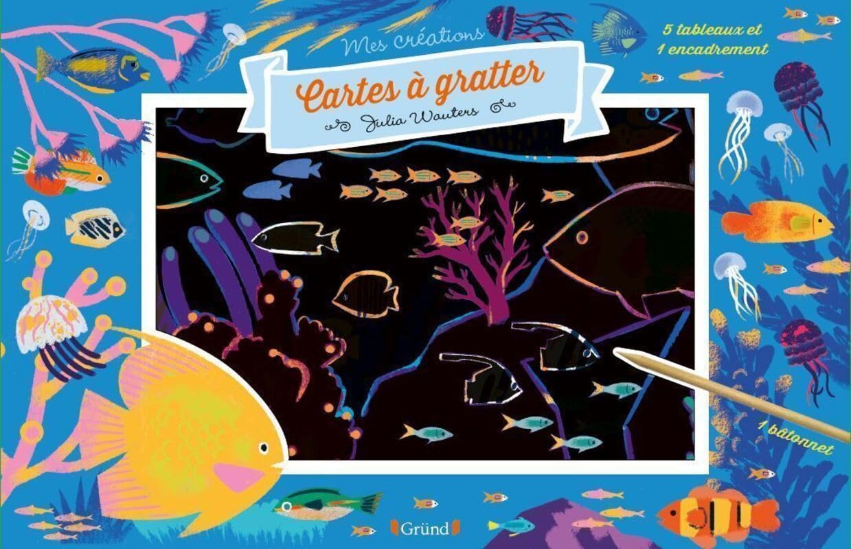 Cartes à gratter Océans Pochette avec 5 grandes cartes à gratter Dès 6 ans