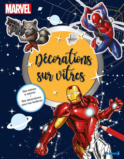 Marvel - Décorations sur vitres - Livre de coloriage avec stickers pour fenêtres - Dès 4 ans