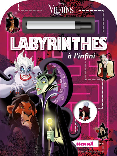 Disney Vilains - Labyrinthes à l'infini – Livre-jeu avec feutre effaçable – Dès 5 ans