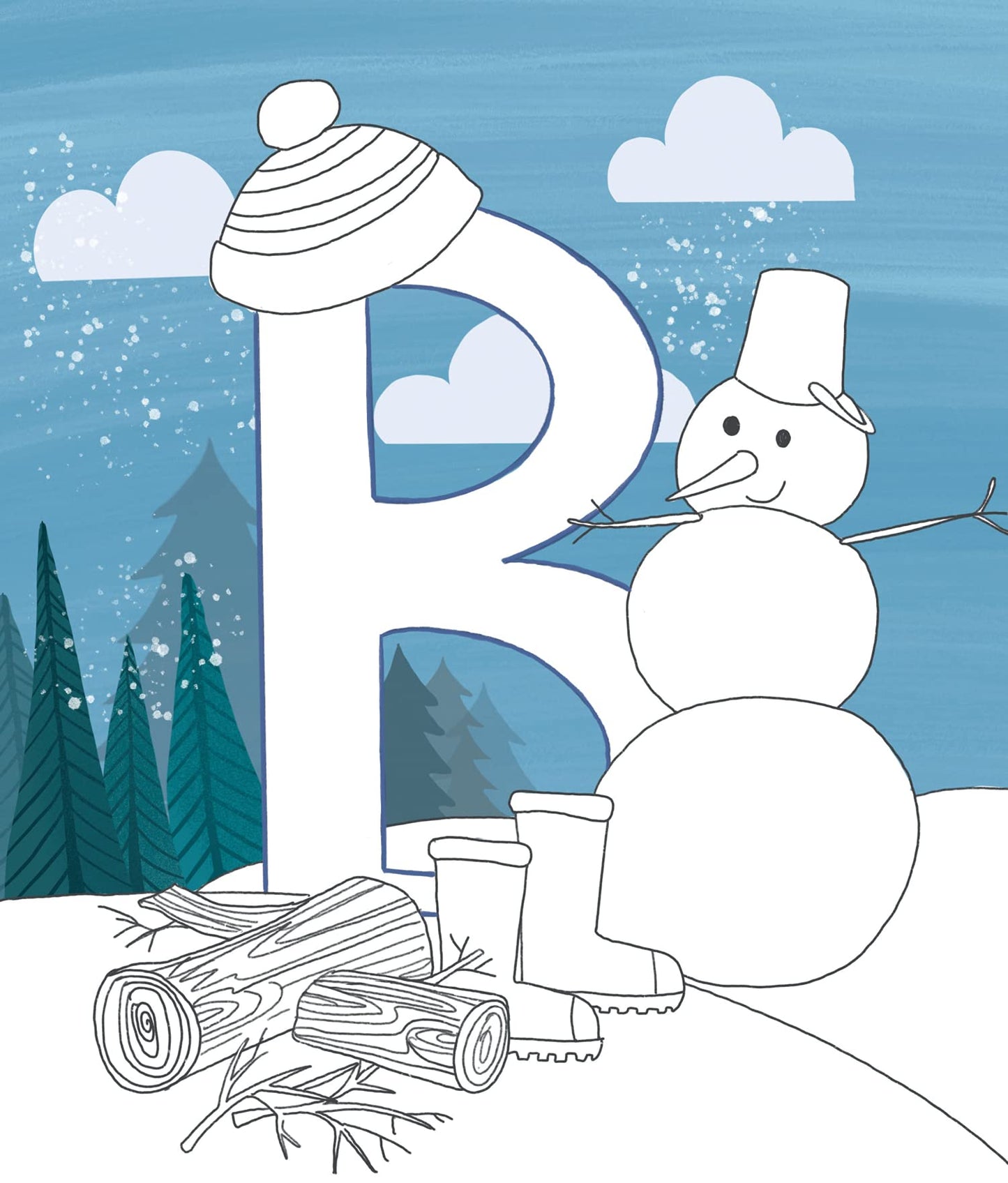 Mon abécédaire des 4 saisons à colorier : l'hiver