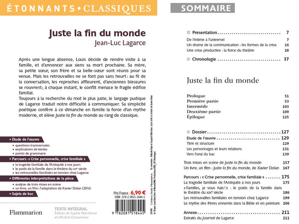 Juste la fin du monde, Jean-Luc Lagarce - Bac de français 2024 (1ères générale et technologiques) - Parcours : crise personnelle, crise familiale - Étonnants Classiques