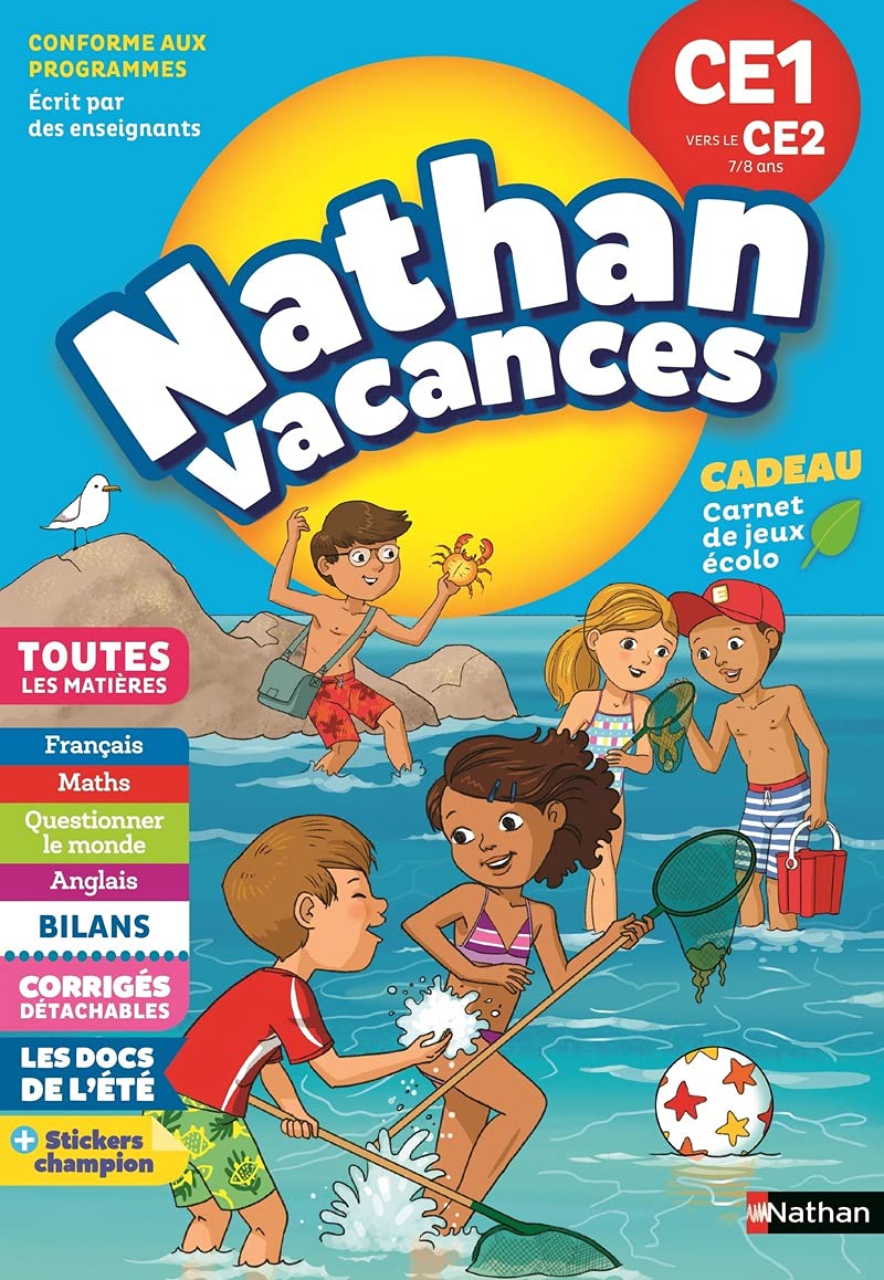 Cahier de Vacances 2025 du CE1 vers le CE2 - Nathan Vacances - 7-8 ANS