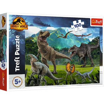 Trefl - Jurassic World : Dominion, Jurassic Park - Casse-tête 100 éléments - Casse-tête coloré avec des dinosaures, pour les enfants à partir de 5 ans.